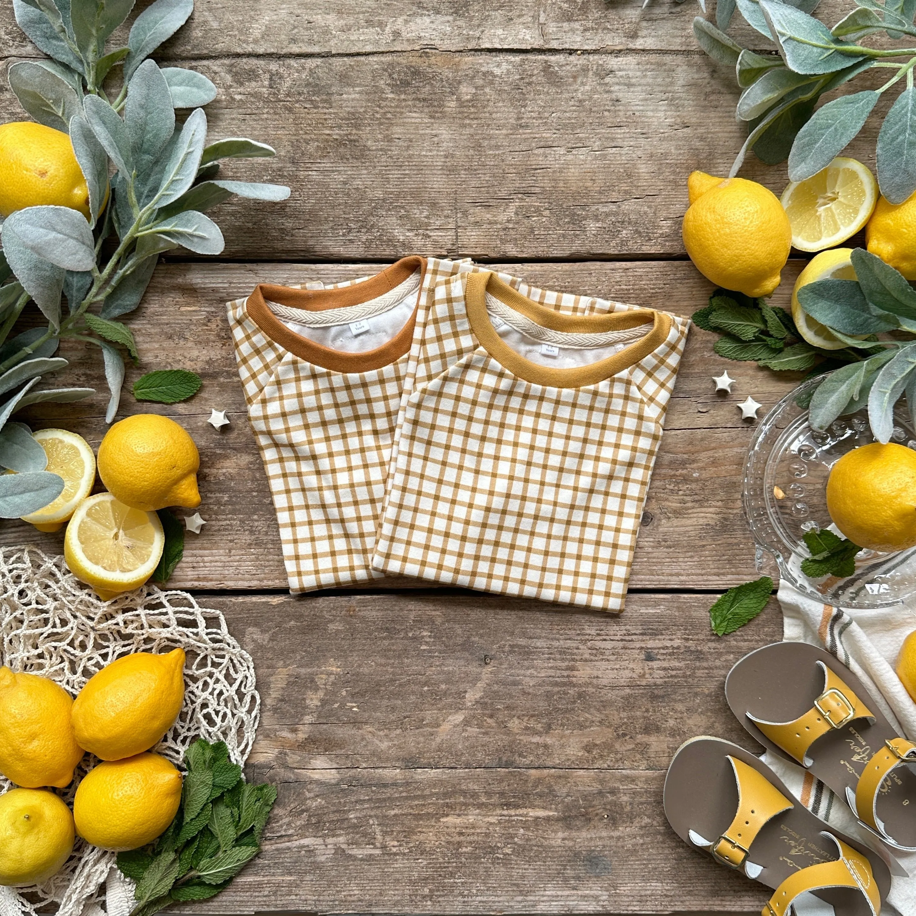 Mustard Gingham T-Shirt | Short Sleeve