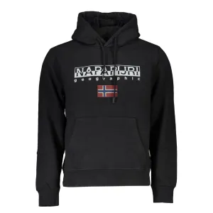 Napapijri Sleek Black Hooded Sweatshirt with Logo