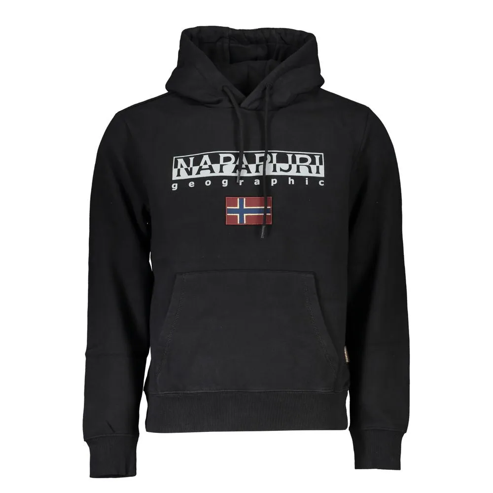 Napapijri Sleek Black Hooded Sweatshirt with Logo