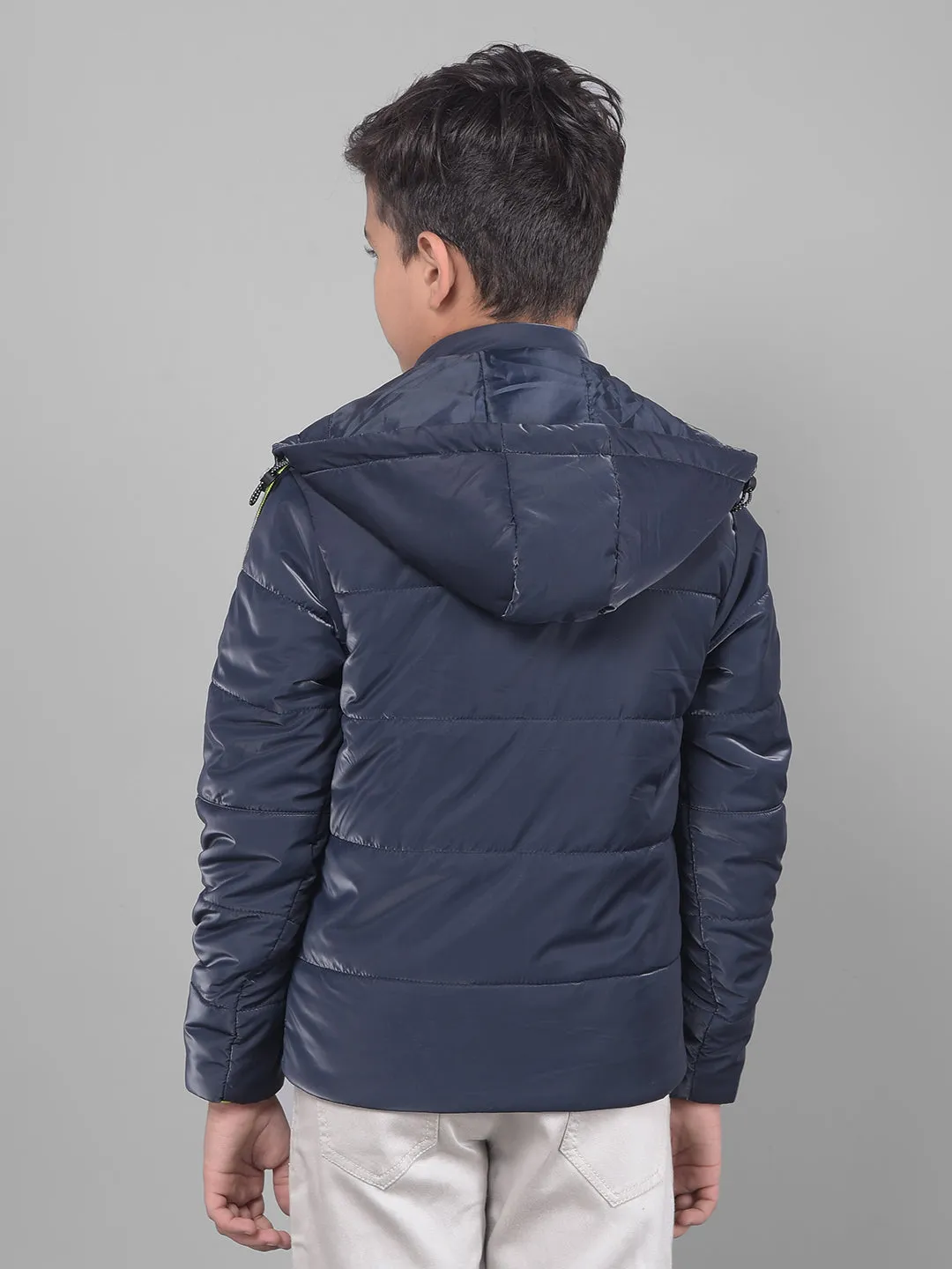 Navy Blue Hooded Puffer Jacket