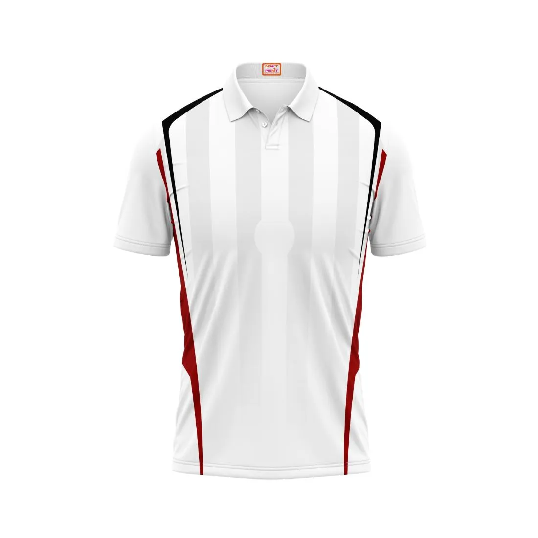Next Print Customized Polo Neck White Jersey - Design 12