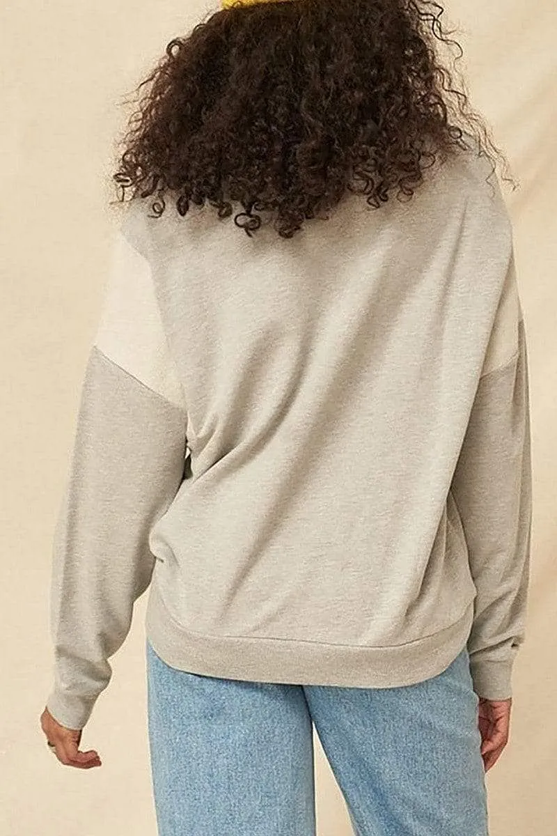 Oatmeal Long Sleeve Shoot Your Shot Graphic Printed Sweatshirt