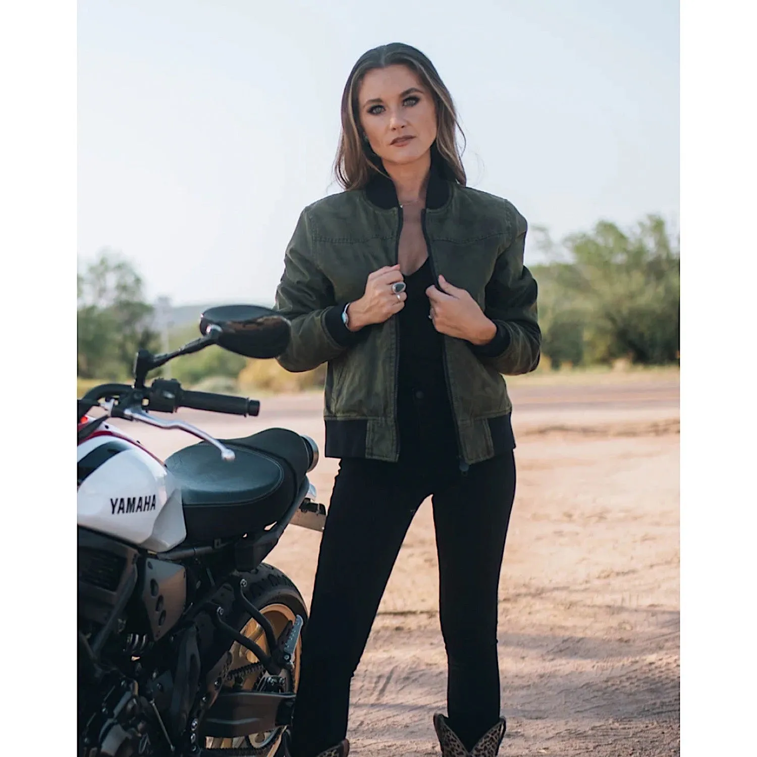 Outback Trading Womens Bailey Bomber Jacket Olive
