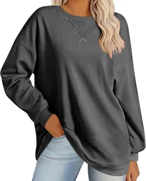 Oversized Crewneck Sweatshirt For Women Fall Fashion 2024 Casual Loose Soft Pullover Tops Long Sleeve y2k Clothes