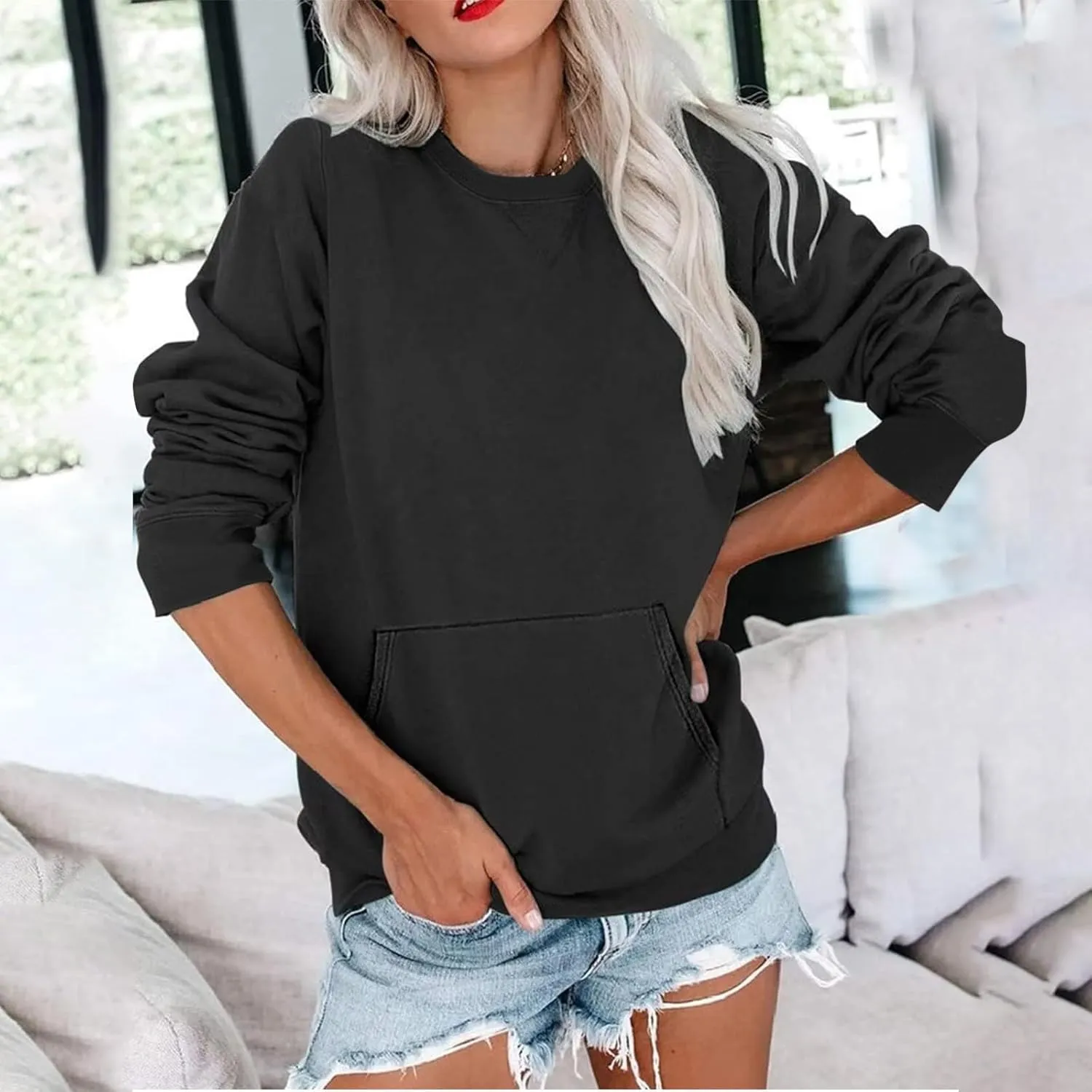 Oversized Sweatshirt for Women Crewneck Casual Long Sleeve Shirts Basic Pullover Top Fashion Clothing Outerwear