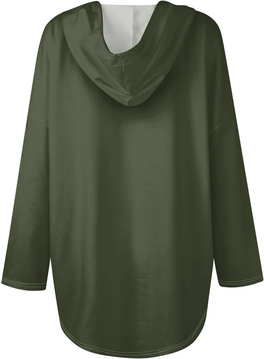 Oversized V Neck Hoodie for Women Long Sleeve Shirts Loose Fit Tunic Tops Tshirts Soft Cmofy Blouse Solid Tees