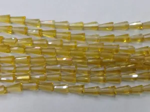 Pale Yellow Conical Crystal Glass Beads (Wholesale)