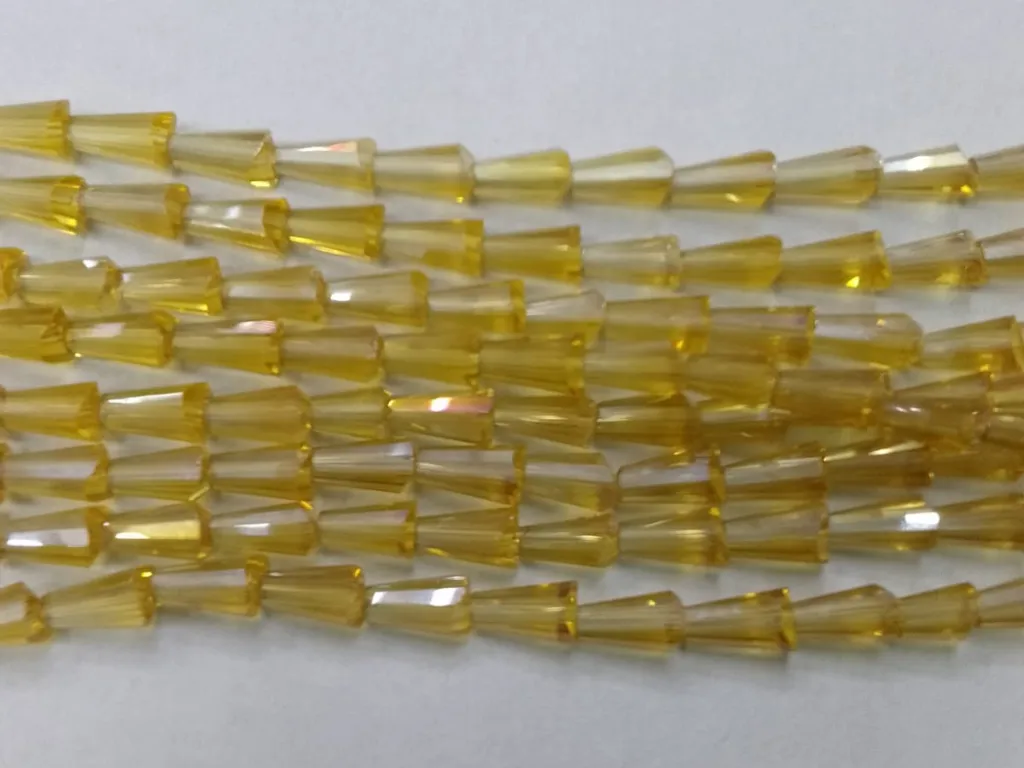 Pale Yellow Conical Crystal Glass Beads (Wholesale)