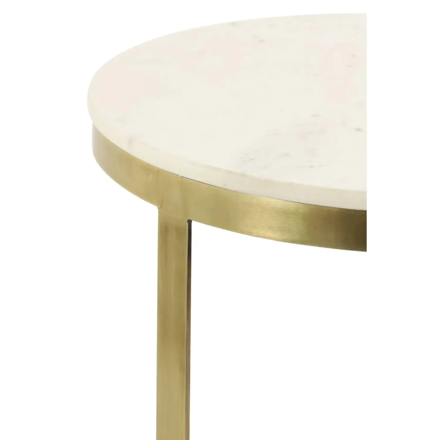 Perlato White Marble & Gold Stainless Steel Nested Side Table (Set of 2)