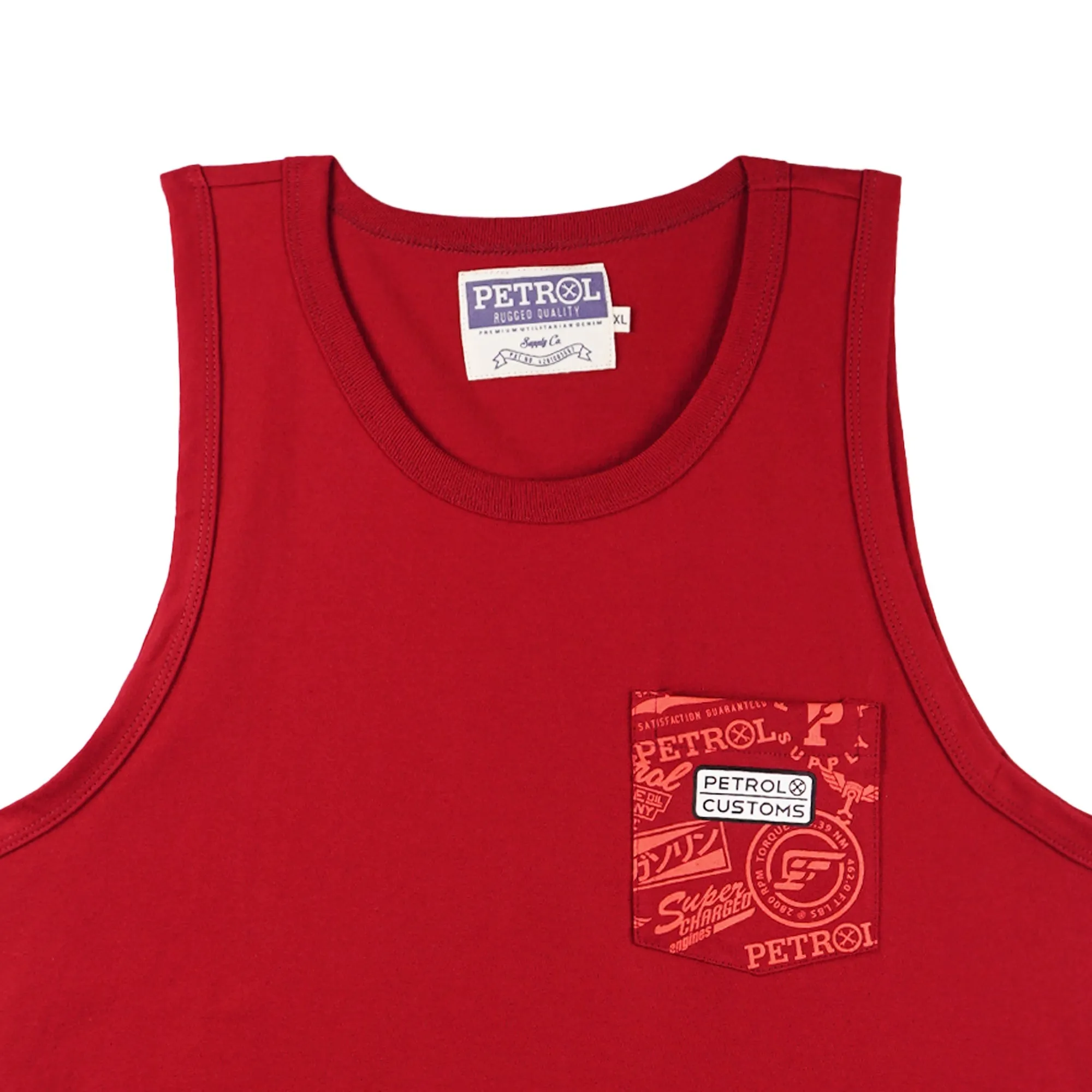 Petrol Men's Basic Tank Top Slim Fitting CVC Jersey Fabric Tank Top Trendy fashion Casual Top Crimson Sando for Men 126873-U (Crimson)