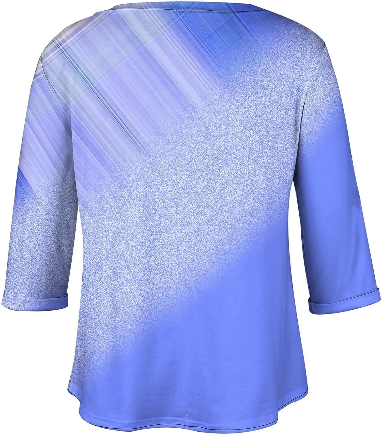 Plus Size Tops for Women Dressy Casual 3/4 Length Sleeve V Neck Shirts Comfy Gradient Loose Fit Fall Fashion Clothes