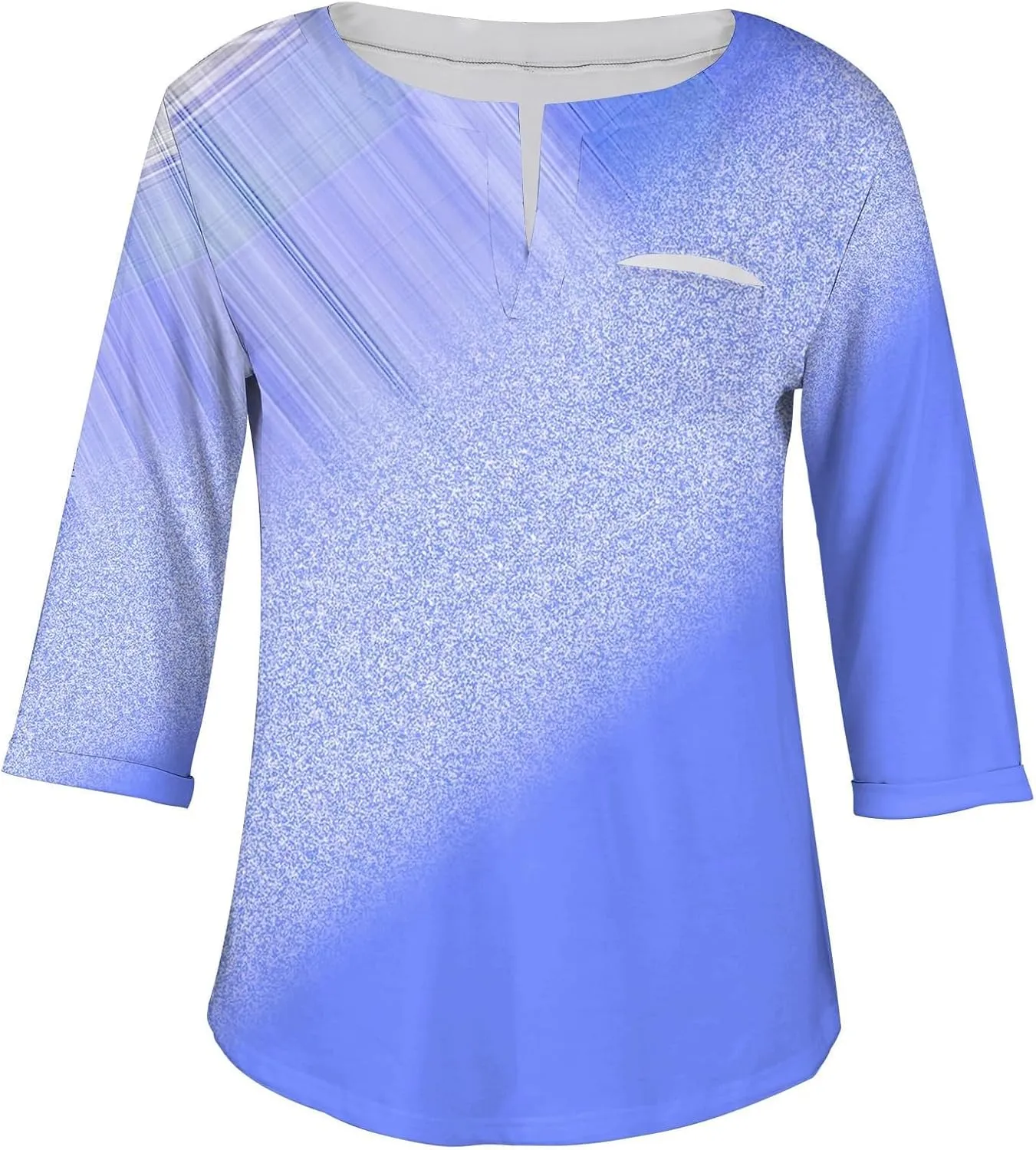 Plus Size Tops for Women Dressy Casual 3/4 Length Sleeve V Neck Shirts Comfy Gradient Loose Fit Fall Fashion Clothes