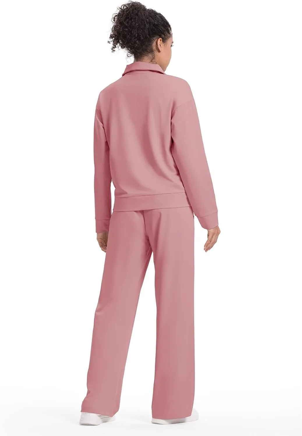 Rdruko Lounge Sets For Women 2 Piece Outfits Sweatsuit Half Zip Sweatshirts and Wide Leg SweatPants Tracksuit Suit