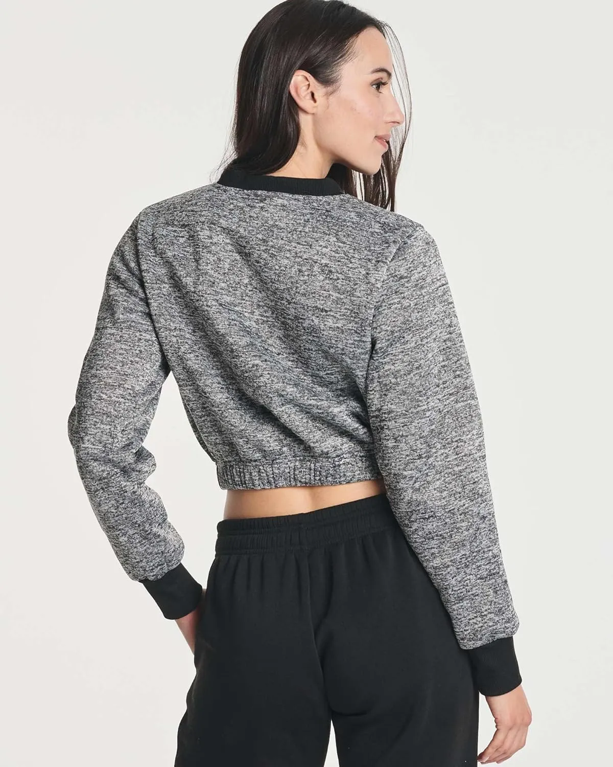 Real Essentials 3 Pack: Women's Fleece Cropped Sweatshirt - Long Sleeve Crew Neck Crop Top (Available in Plus Size)