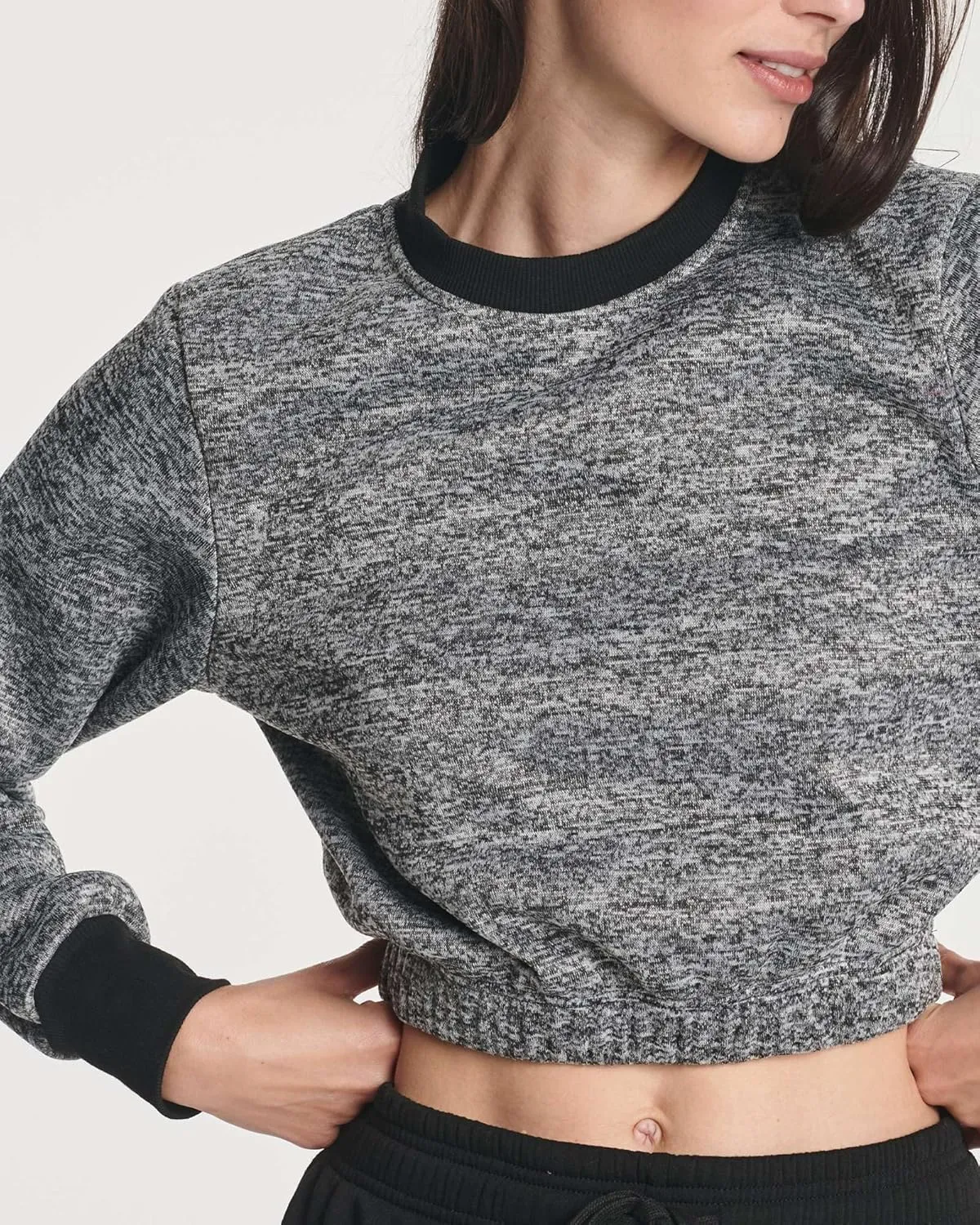 Real Essentials 3 Pack: Women's Fleece Cropped Sweatshirt - Long Sleeve Crew Neck Crop Top (Available in Plus Size)