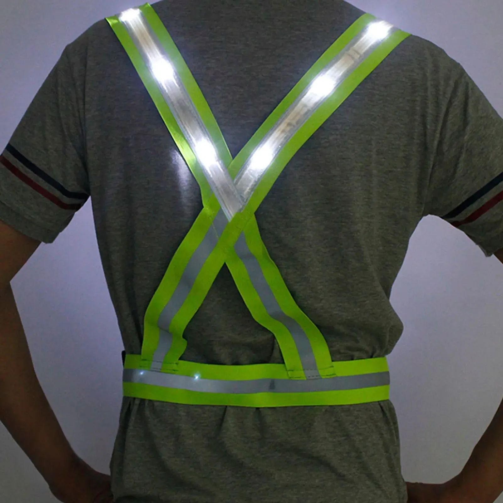 Reflective Vest USB Charging LED Luminous Safety Harness For Night Running