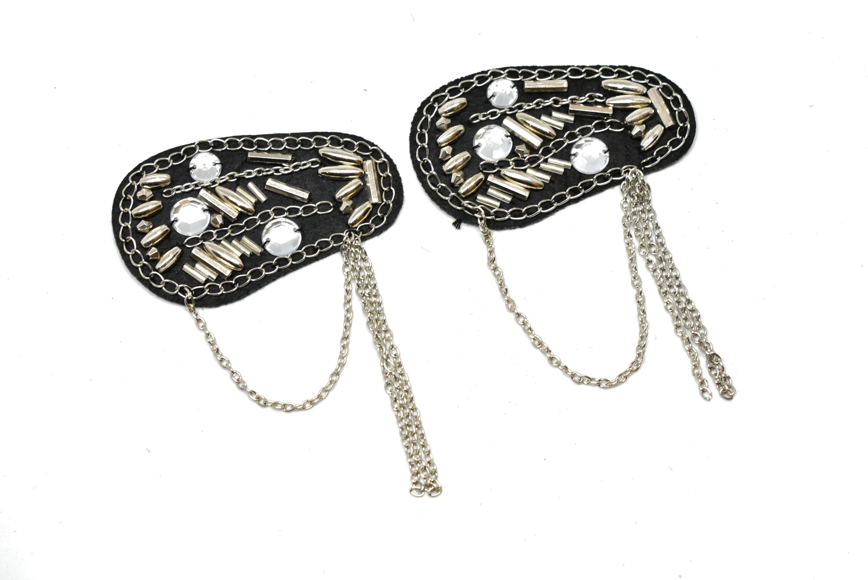 Round Epaulet with Rhinestone, Beads and Dangling Chain