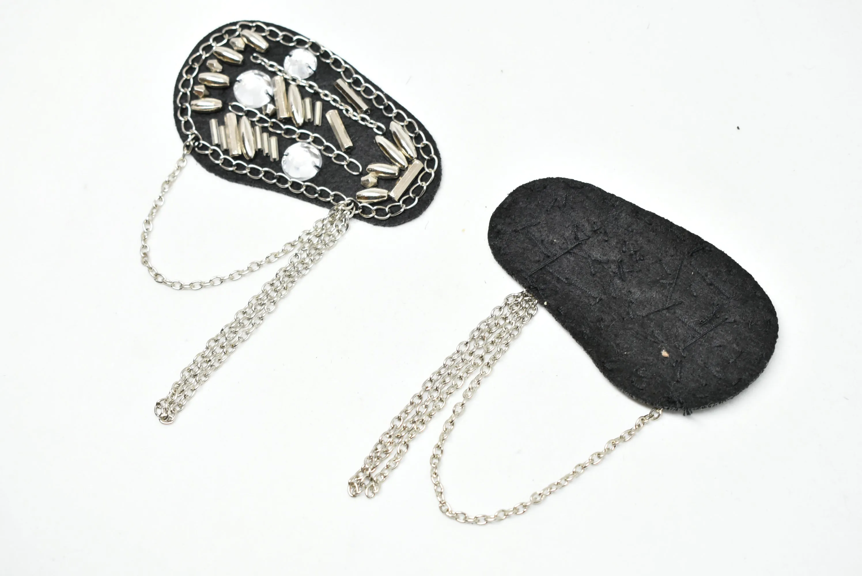 Round Epaulet with Rhinestone, Beads and Dangling Chain
