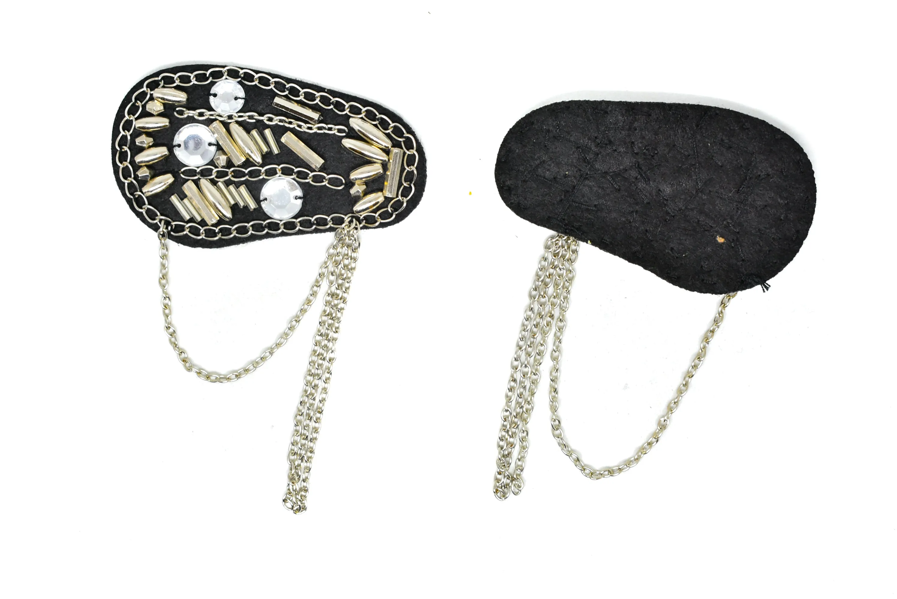 Round Epaulet with Rhinestone, Beads and Dangling Chain