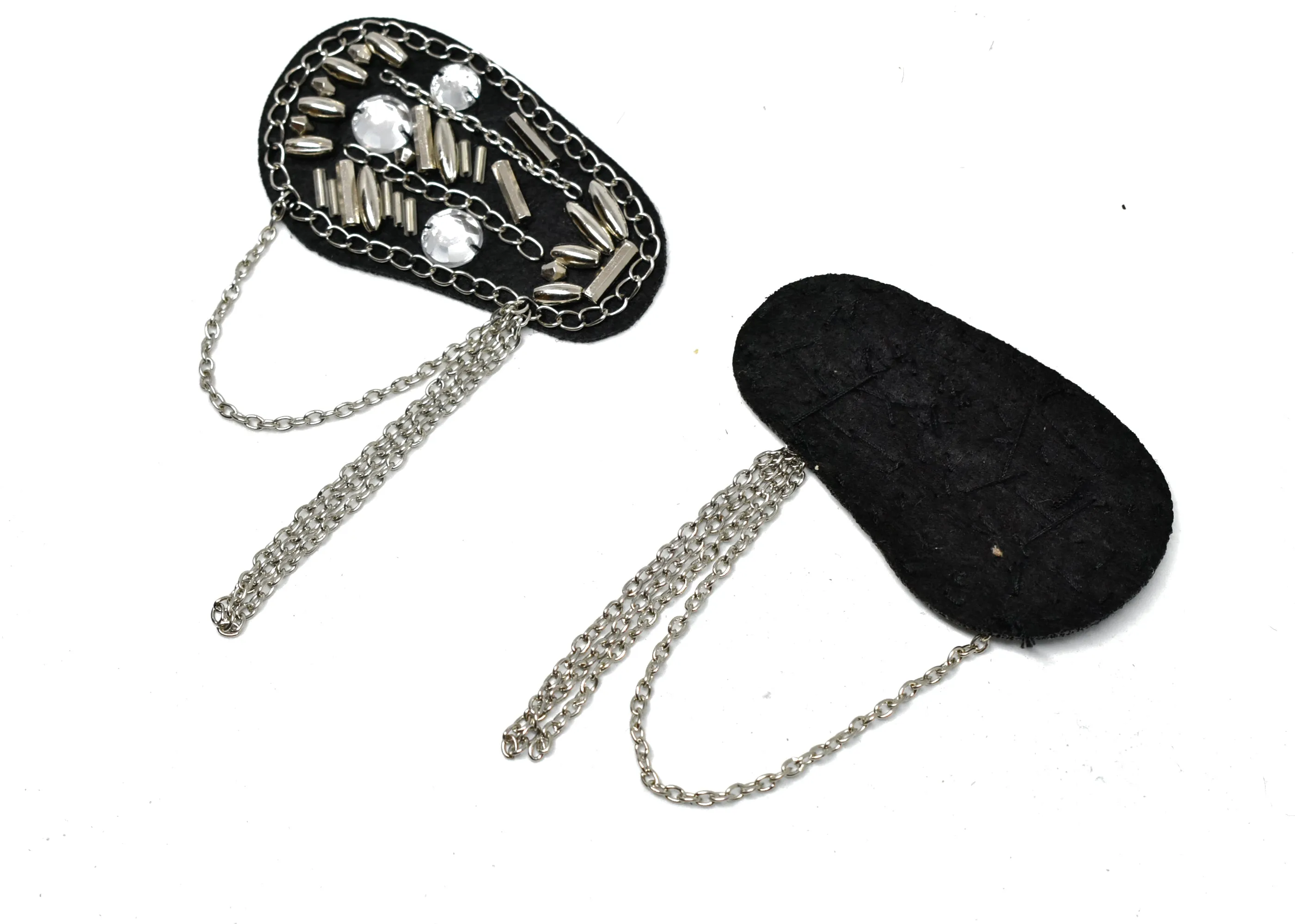 Round Epaulet with Rhinestone, Beads and Dangling Chain