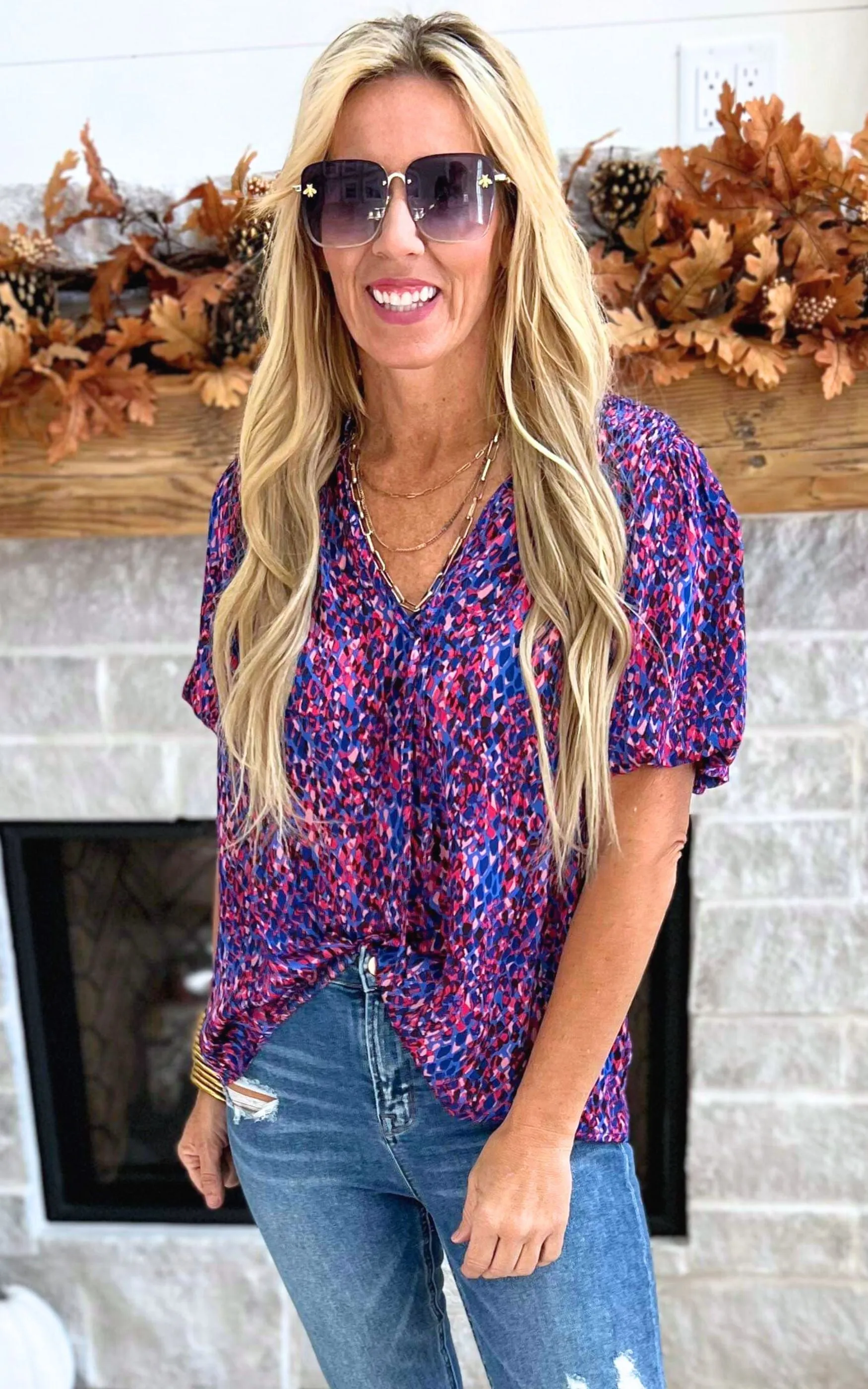 Royal Blue Tie Front Blouse - Final Sale**