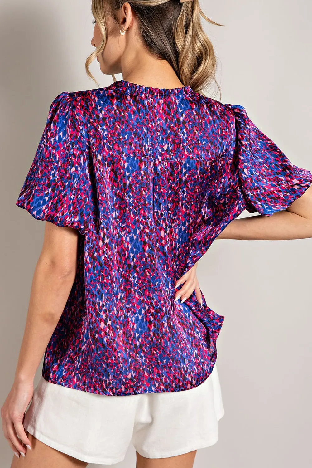 Royal Blue Tie Front Blouse - Final Sale**