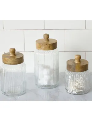Set of 3 Ribbed Glass Canister Set by Your Hearts Delight