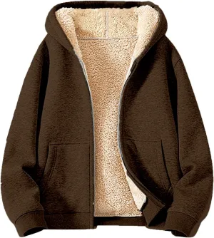 Sherpa Lined Jacket Women,2024 Trendy Zip Up Hoodies Thick Thermal Fleece Sweatshirt Jacket Winter Coat With Pockets