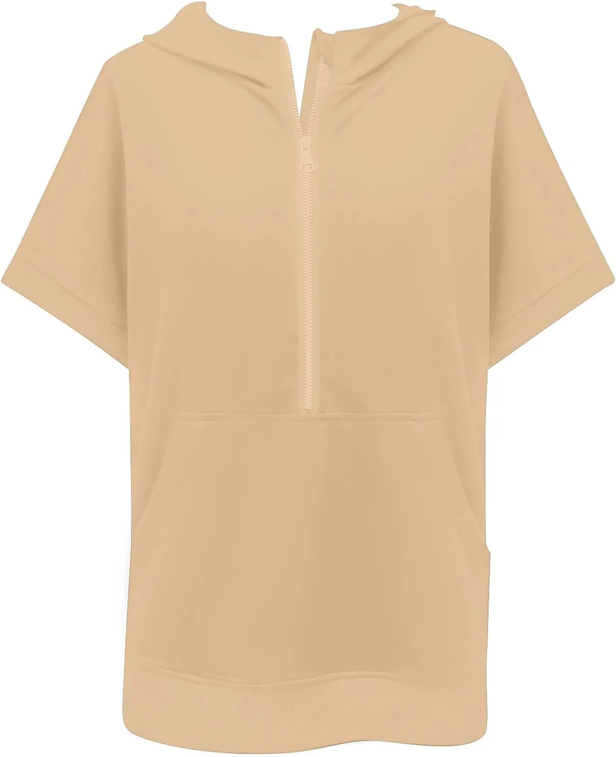 Short Sleeve Sweatshirt Women Oversized Half Zip Hoodies Casual Pullover Tops