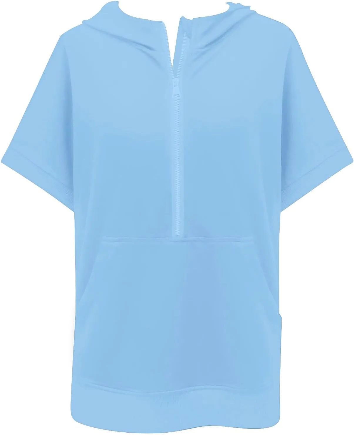 Short Sleeve Sweatshirt Women Oversized Half Zip Hoodies Casual Pullover Tops