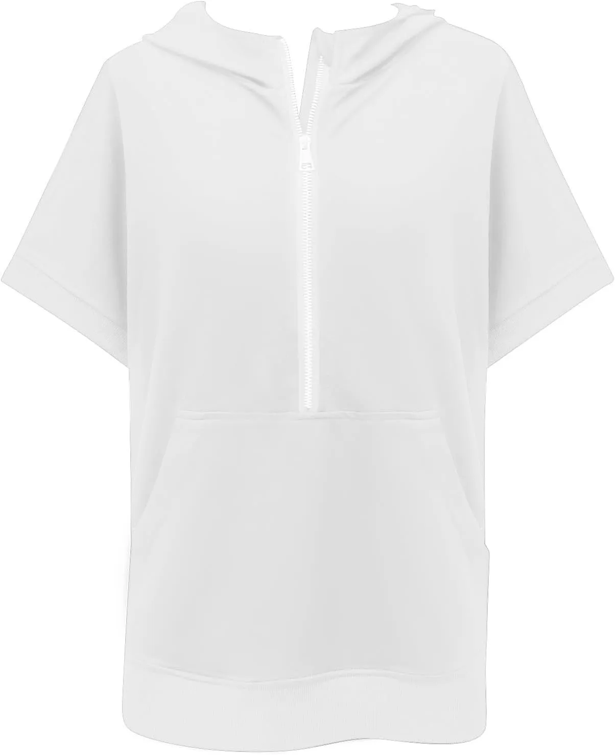 Short Sleeve Sweatshirt Women Oversized Half Zip Hoodies Casual Pullover Tops