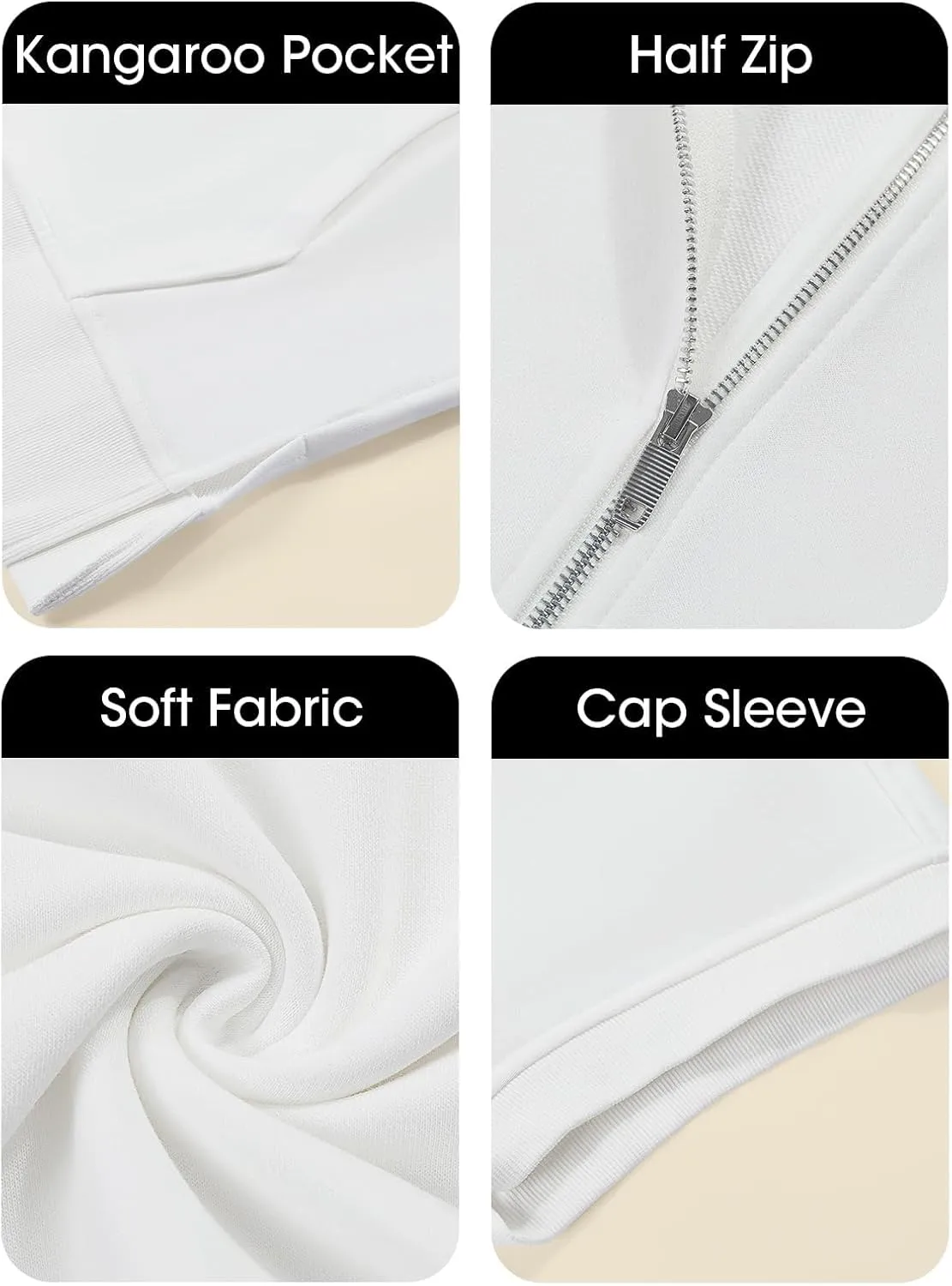 Short Sleeve Sweatshirt Women Oversized Half Zip Hoodies Casual Pullover Tops