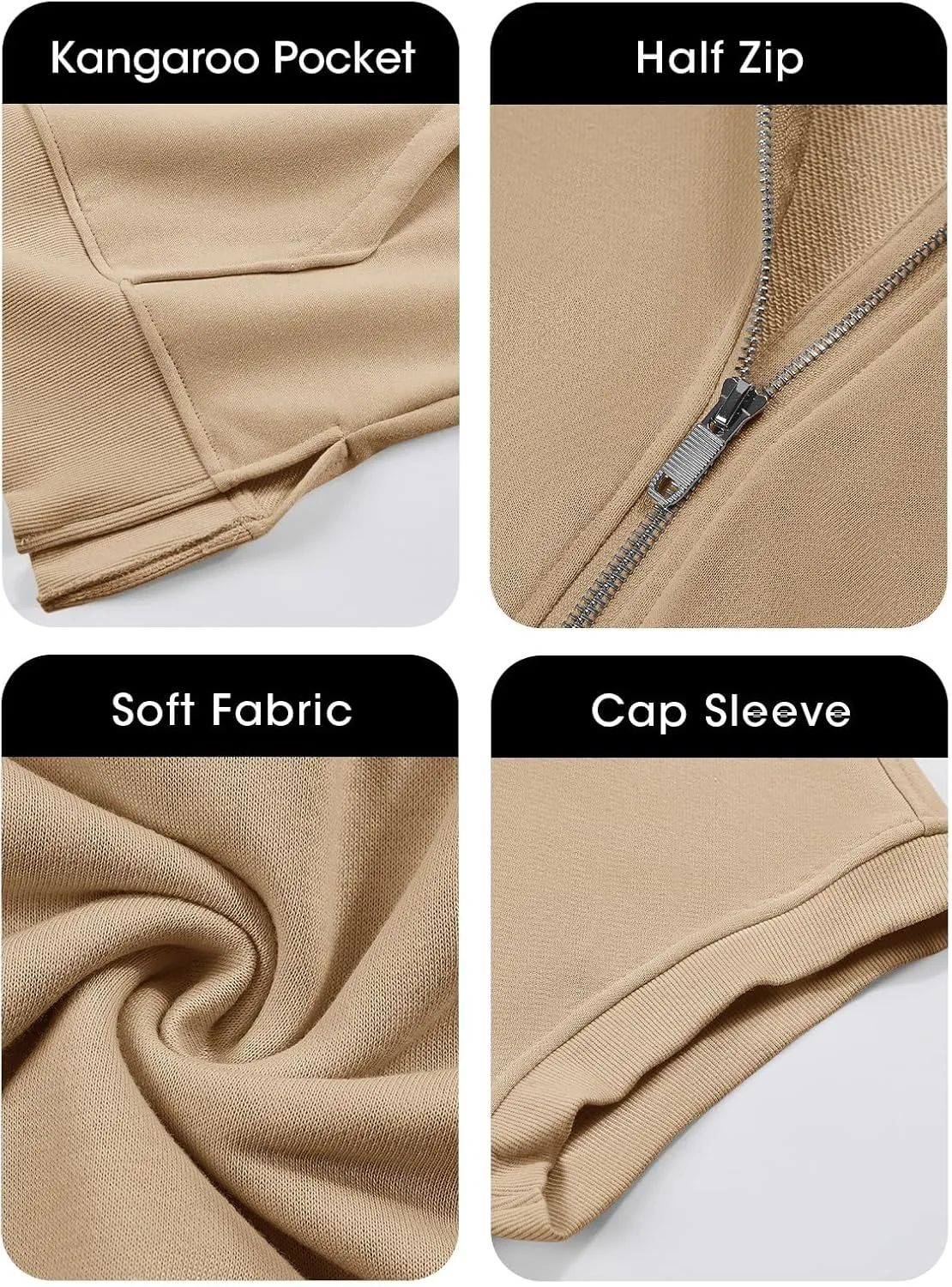 Short Sleeve Sweatshirt Women Oversized Half Zip Hoodies Casual Pullover Tops