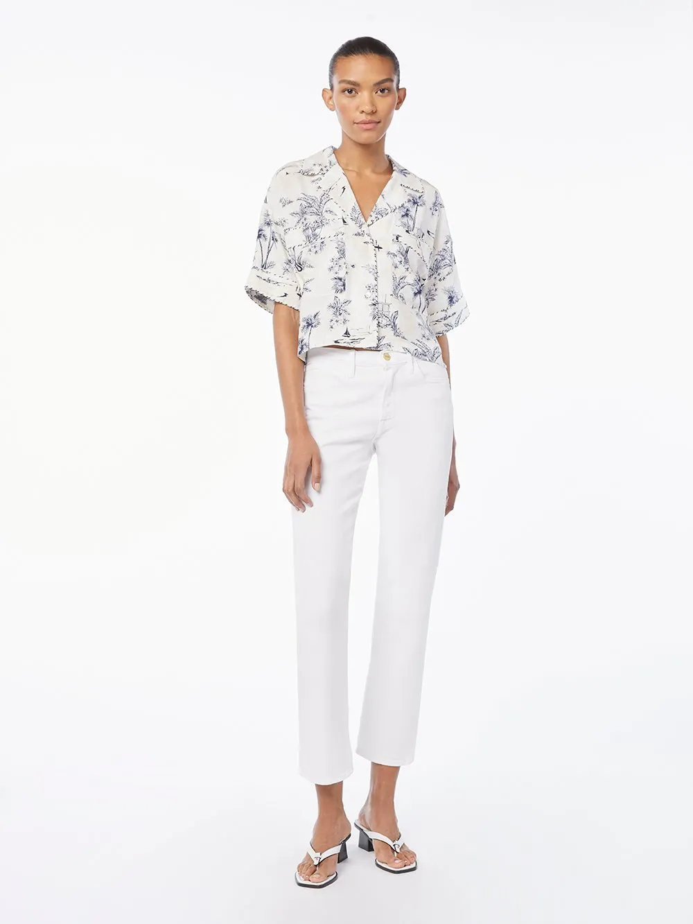 Silk Mixed Toile Hawaiian Shirt -- Navy Multi