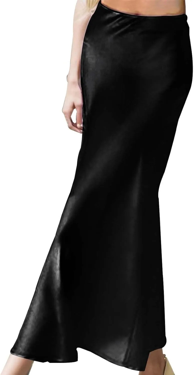 Sleek & Sexy Pure Color Bodycon Midi Skirt for Women Versatile High Waist Pencil Skirt Skirt Topper