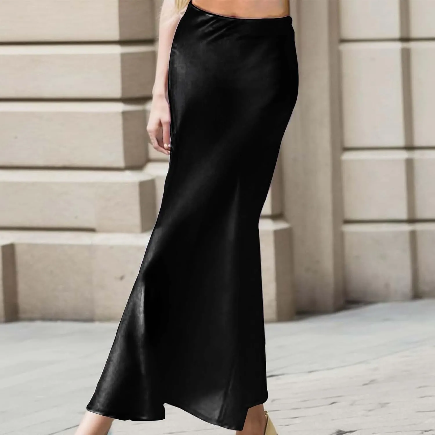 Sleek & Sexy Pure Color Bodycon Midi Skirt for Women Versatile High Waist Pencil Skirt Skirt Topper
