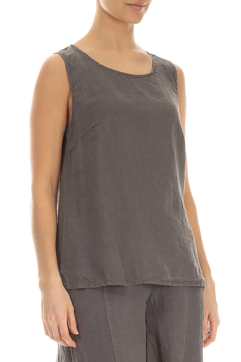 Sleeveless Truffle Linen Top