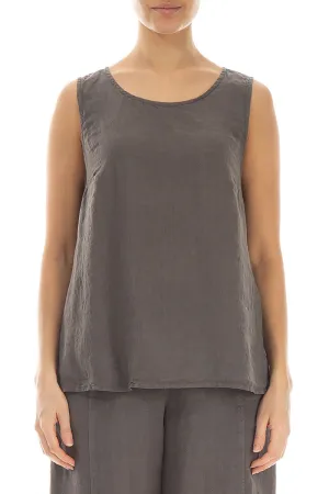 Sleeveless Truffle Linen Top