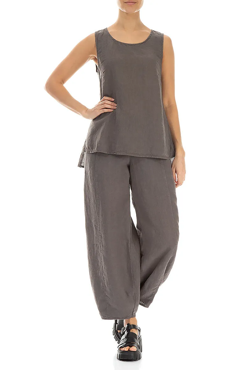 Sleeveless Truffle Linen Top