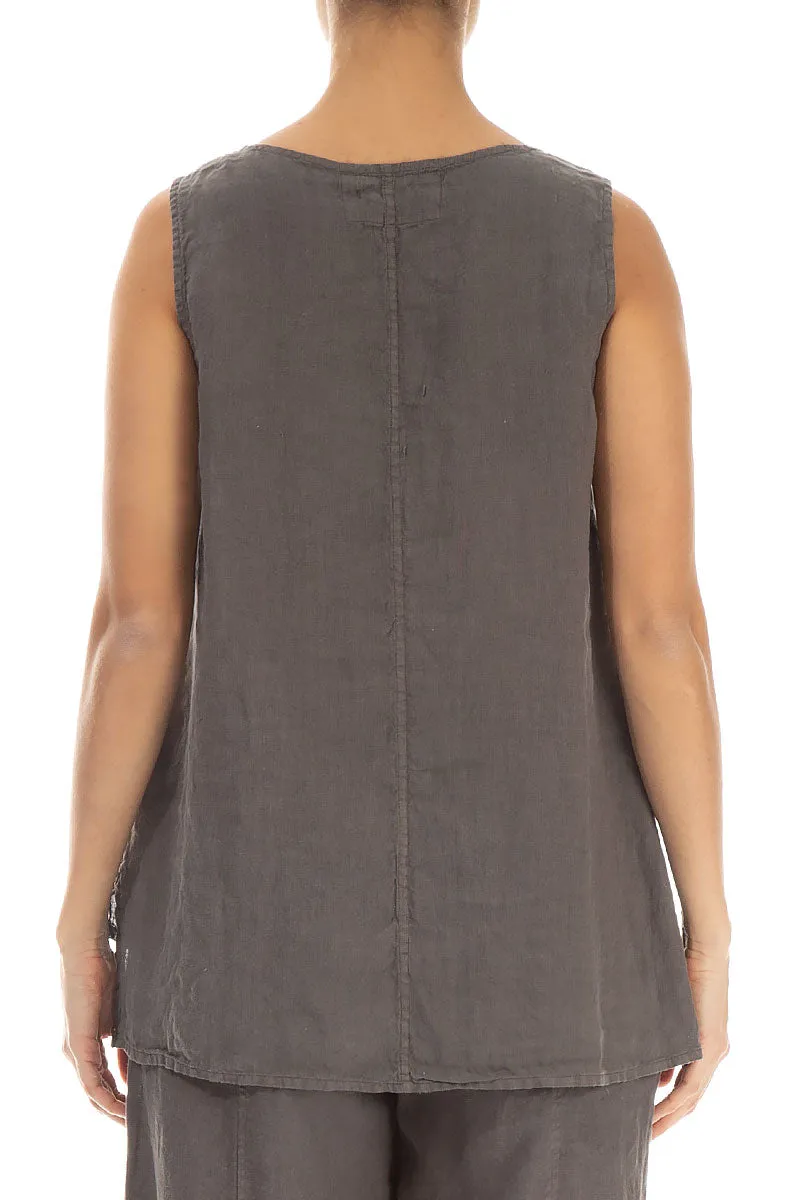 Sleeveless Truffle Linen Top
