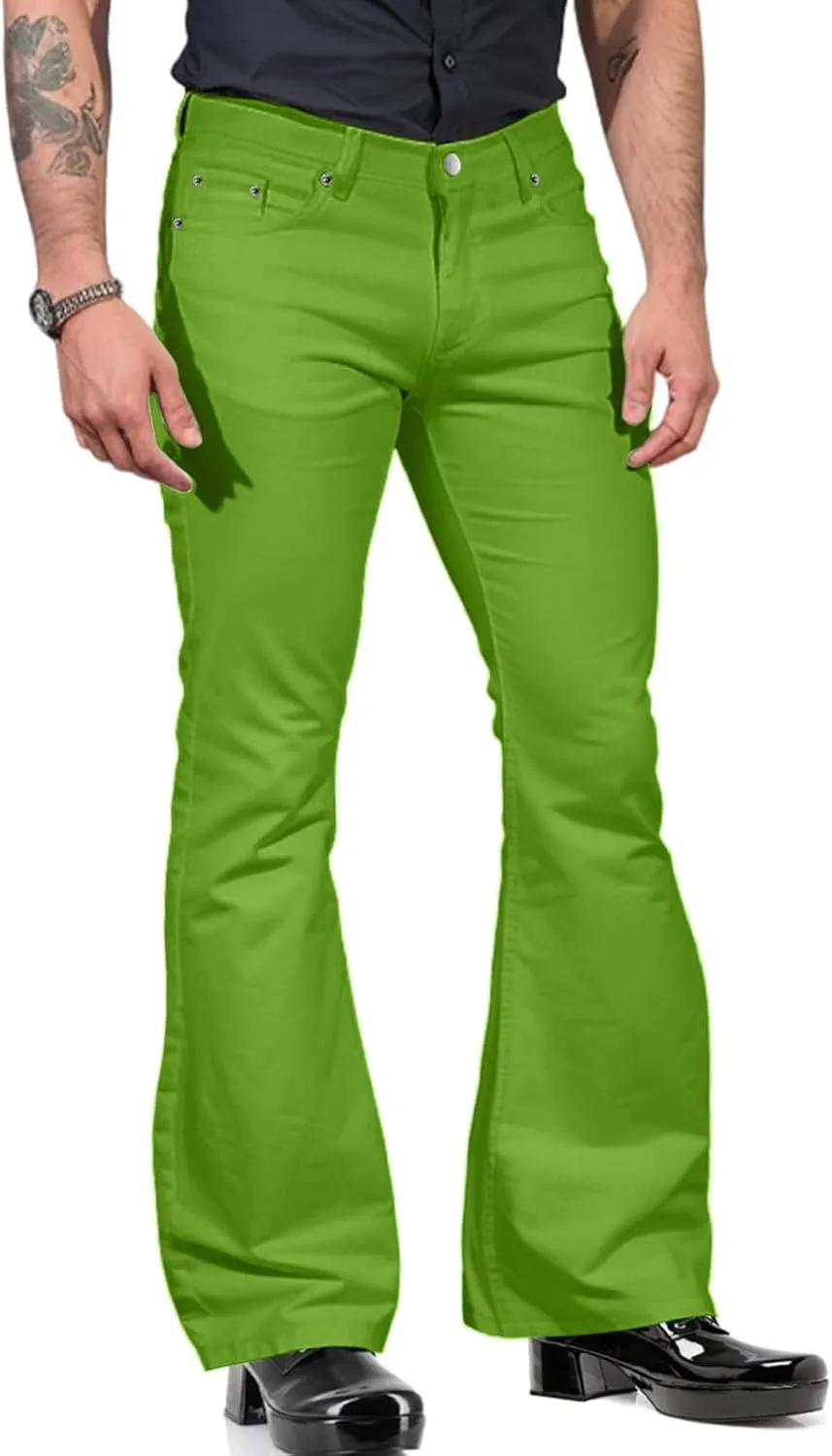 Slim Fit Skinny Bell Bottom Suit Pants for Men 60s 70s Retro Trousers Mens Comfortable Stretch Flared Pants for Disco Party
