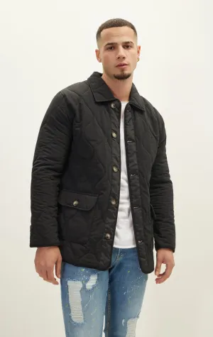 Snap Button Closure Autumn Coat - Black