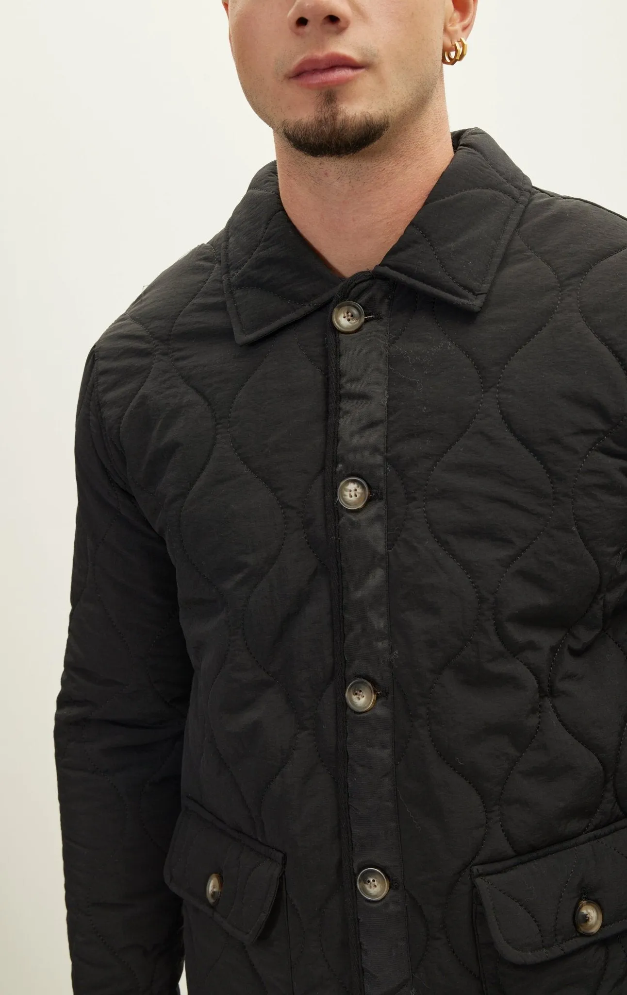 Snap Button Closure Autumn Coat - Black