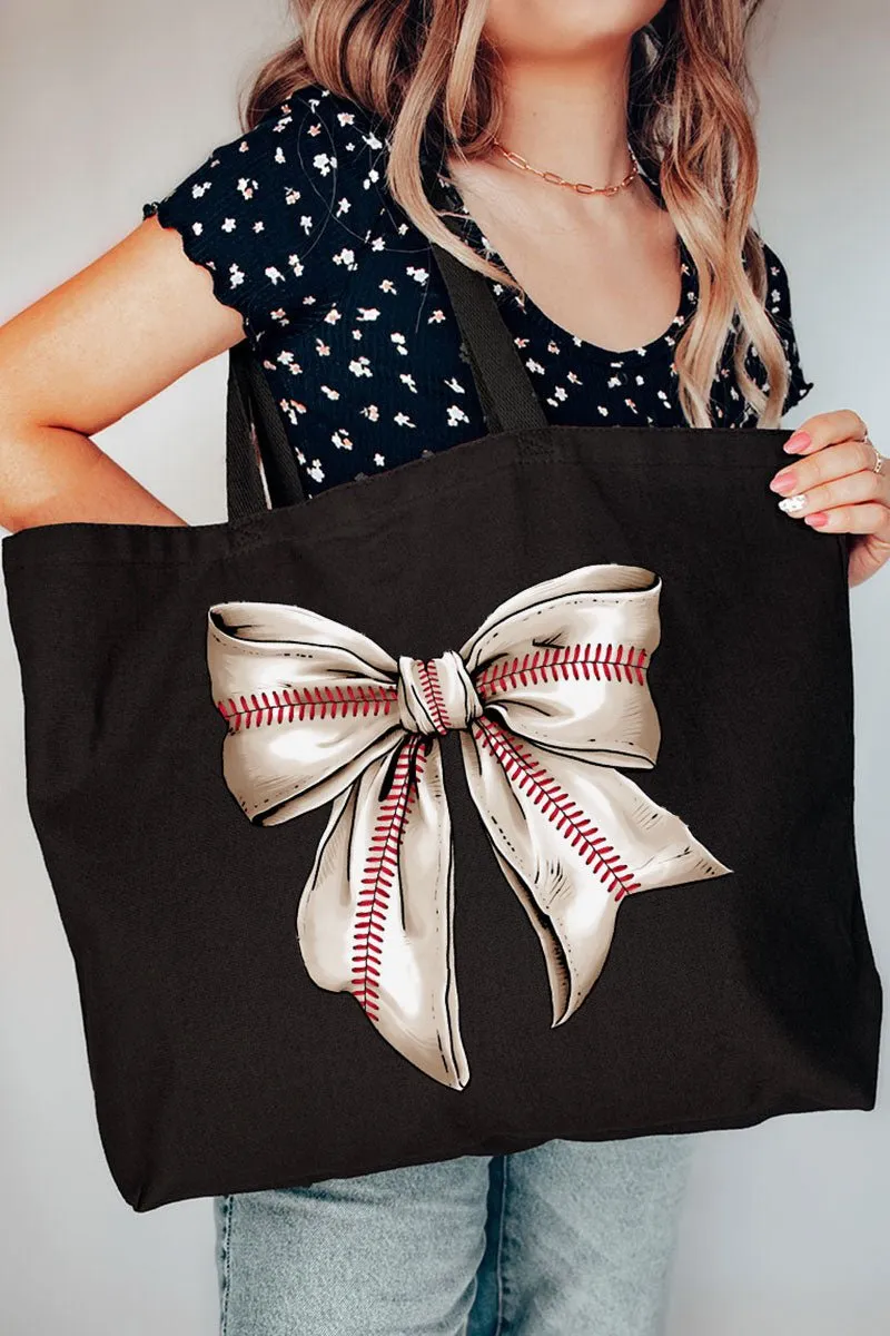 Stitches Baseball Coquette Canvas Jumbo Tote