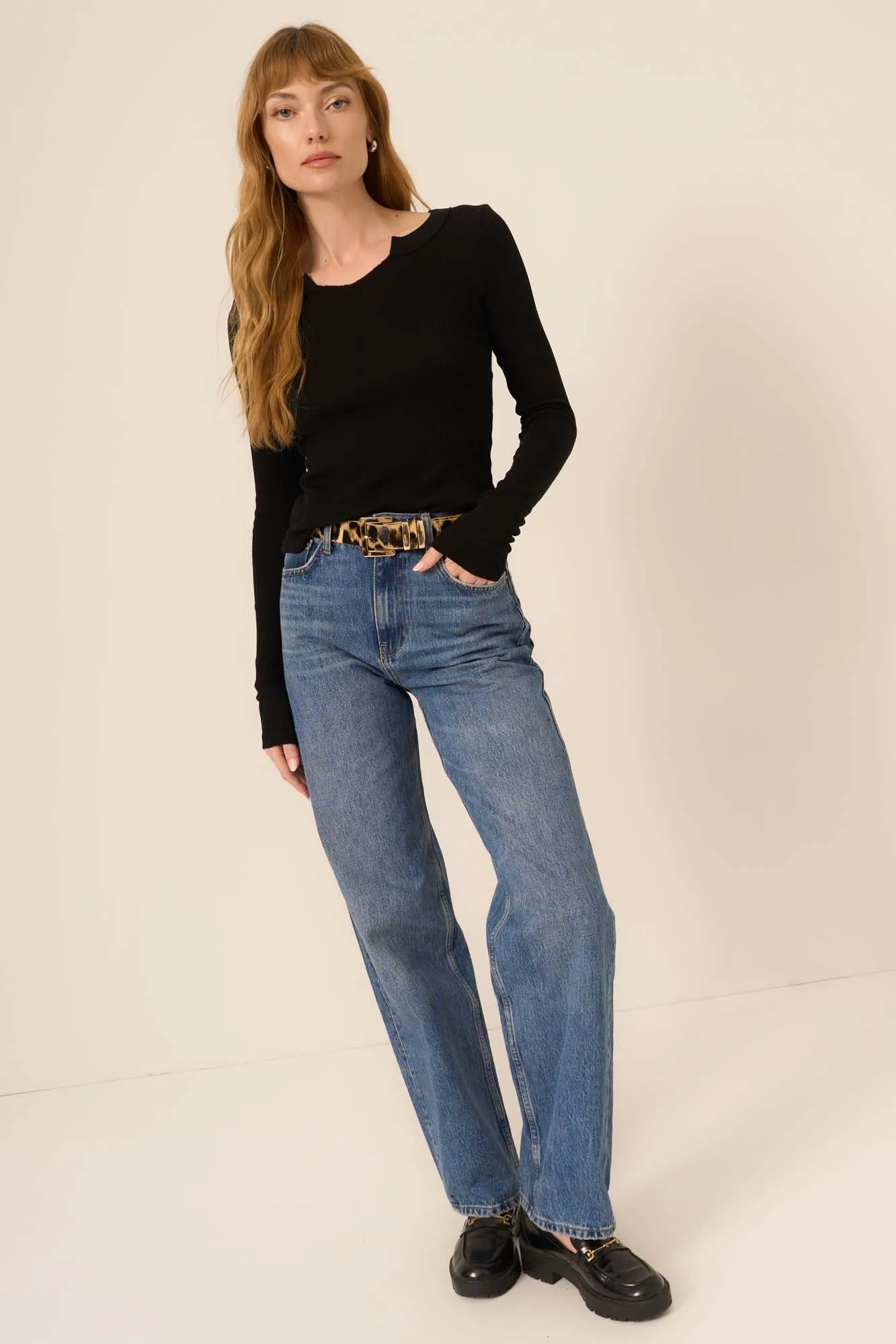 The Comeback Notch Neck Long Sleeve - Black