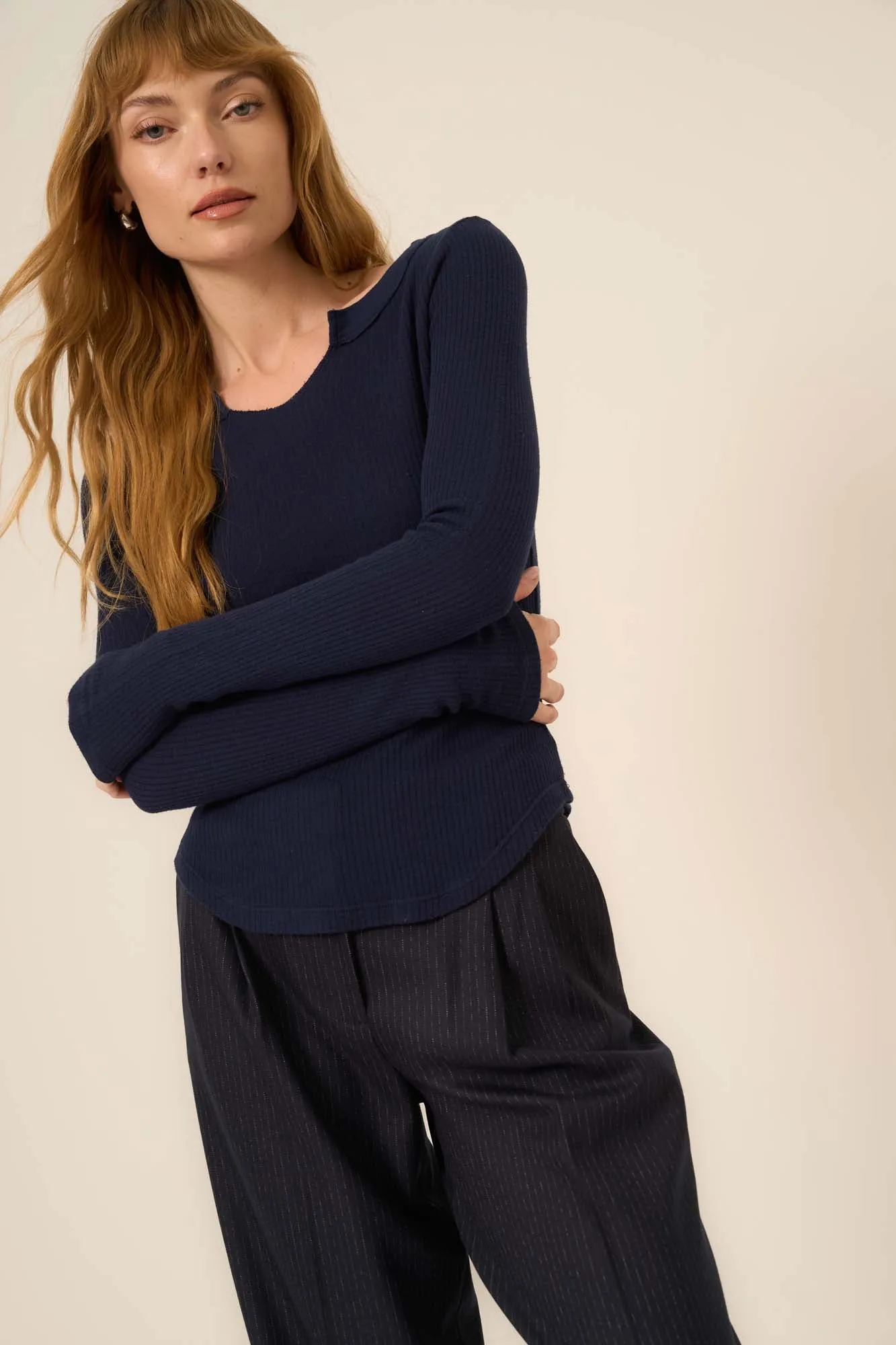The Comeback Notch Neck Long Sleeve - Dark Night