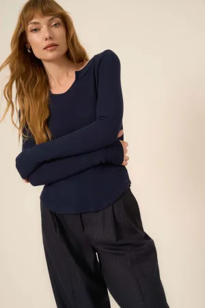 The Comeback Notch Neck Long Sleeve - Dark Night