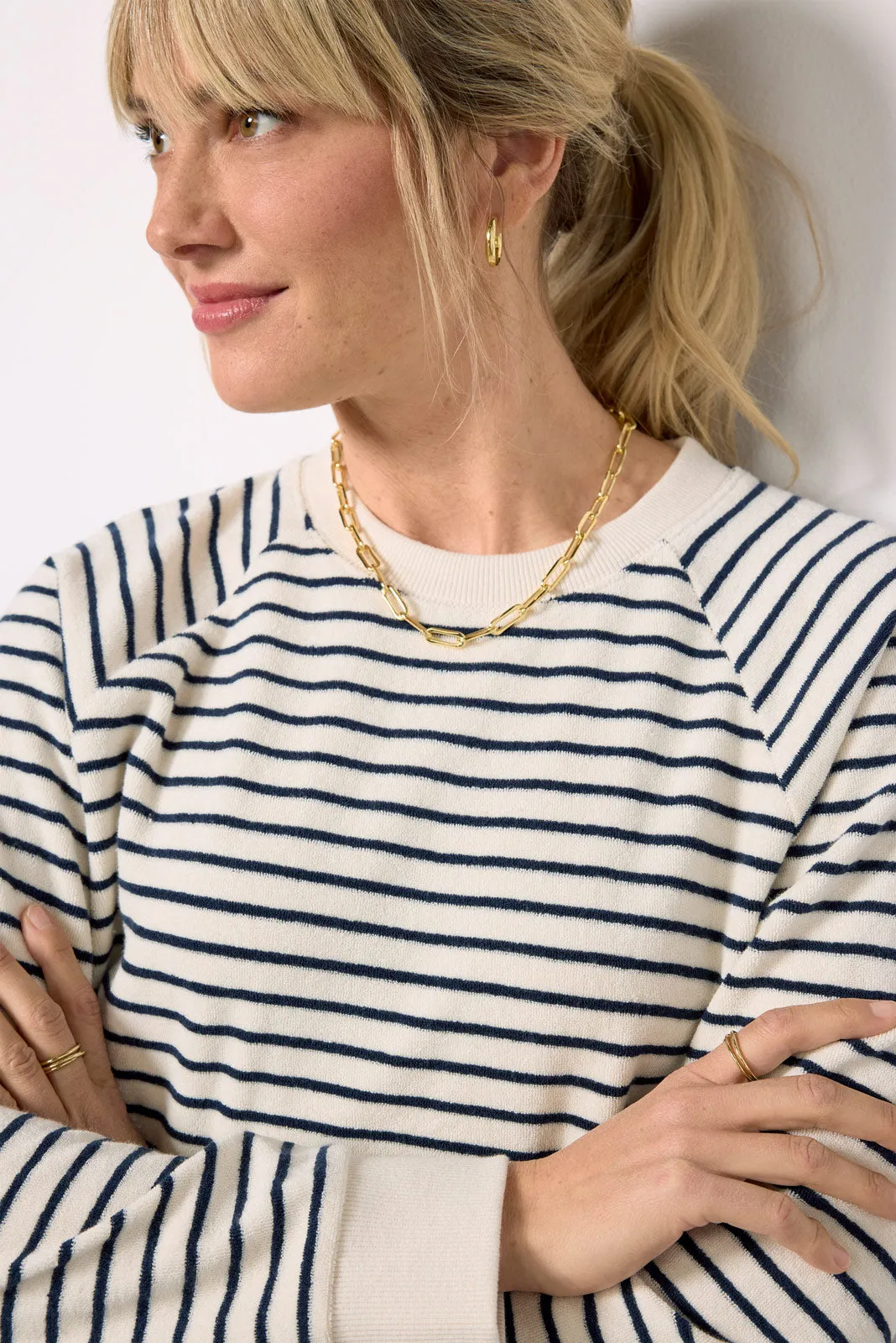 Theron Sailor Stripe Terry Sweatshirt