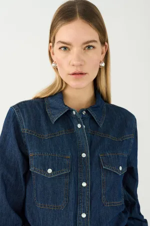 TMRW-Cate Shirt Wash Mid Dark Blue