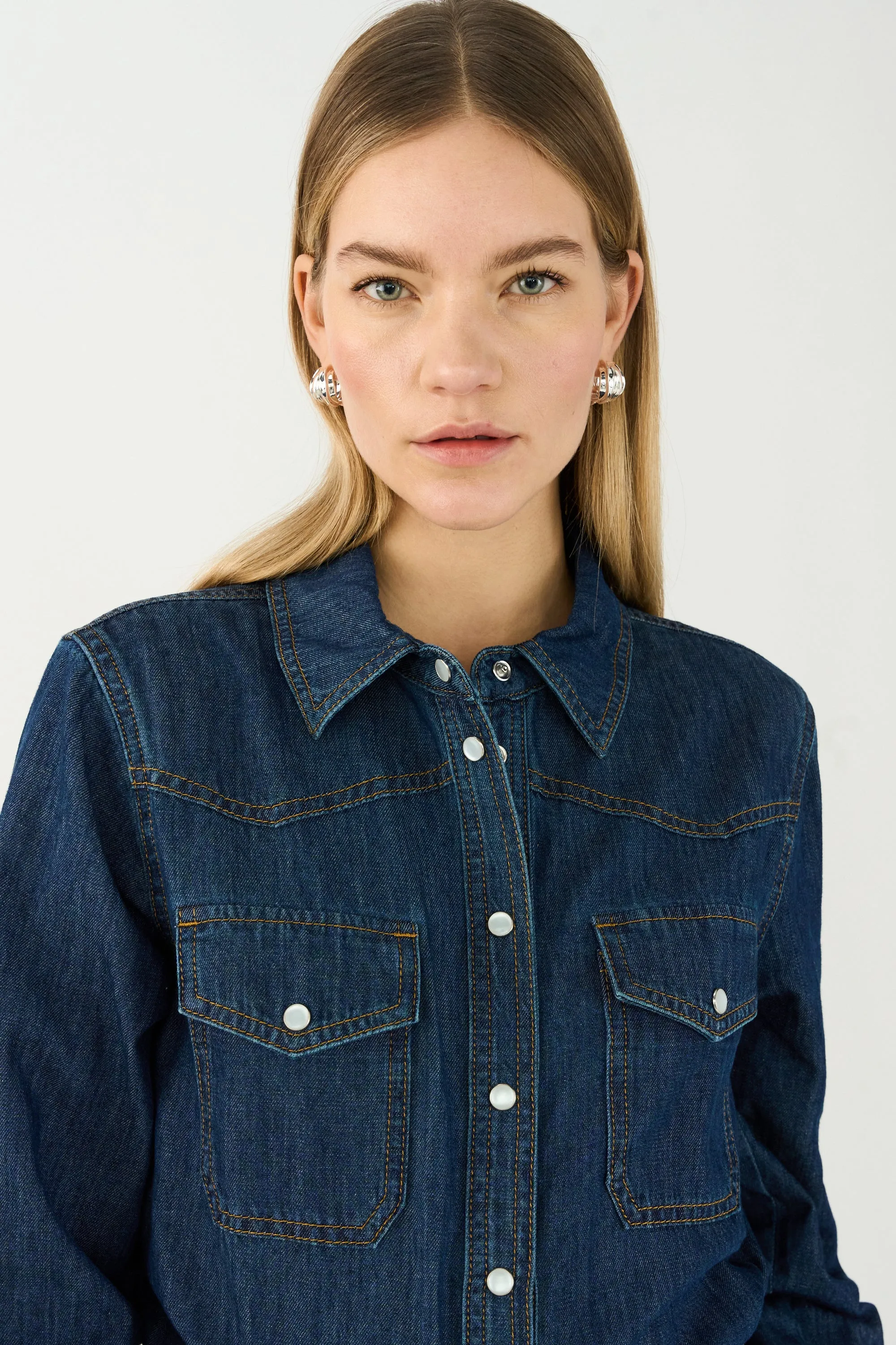 TMRW-Cate Shirt Wash Mid Dark Blue